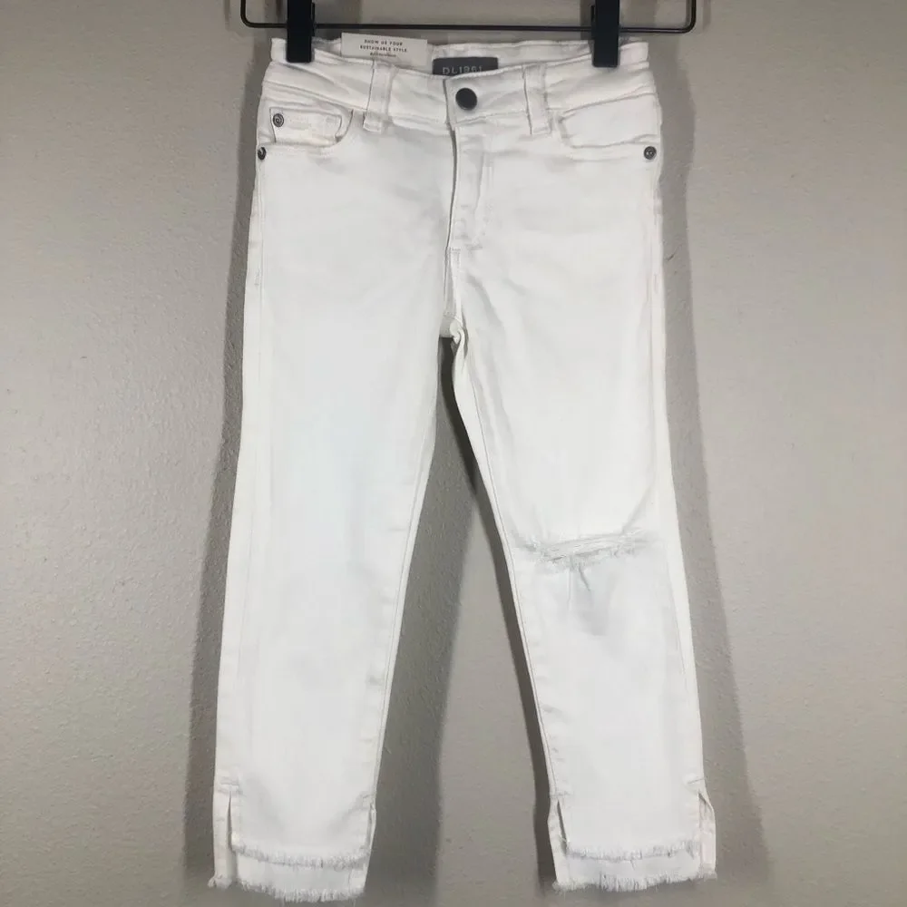 New DL1961 Chloe Ankle Skinny Jeans White Stretch Denim Little Girls Size 5